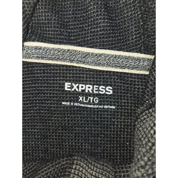 Express XL‎ Hooded Mens Sweater Black Waffle Knit Cotton Blend - Picture 5 of 8